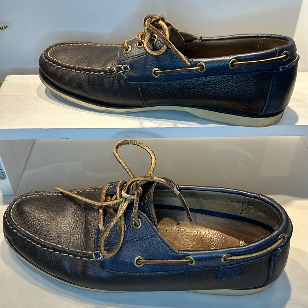 RALPH LAUREN POLO 11 Bienne Mens Brown/Blue
Leather Lace Loafers Shoes - Picture 3 of 10